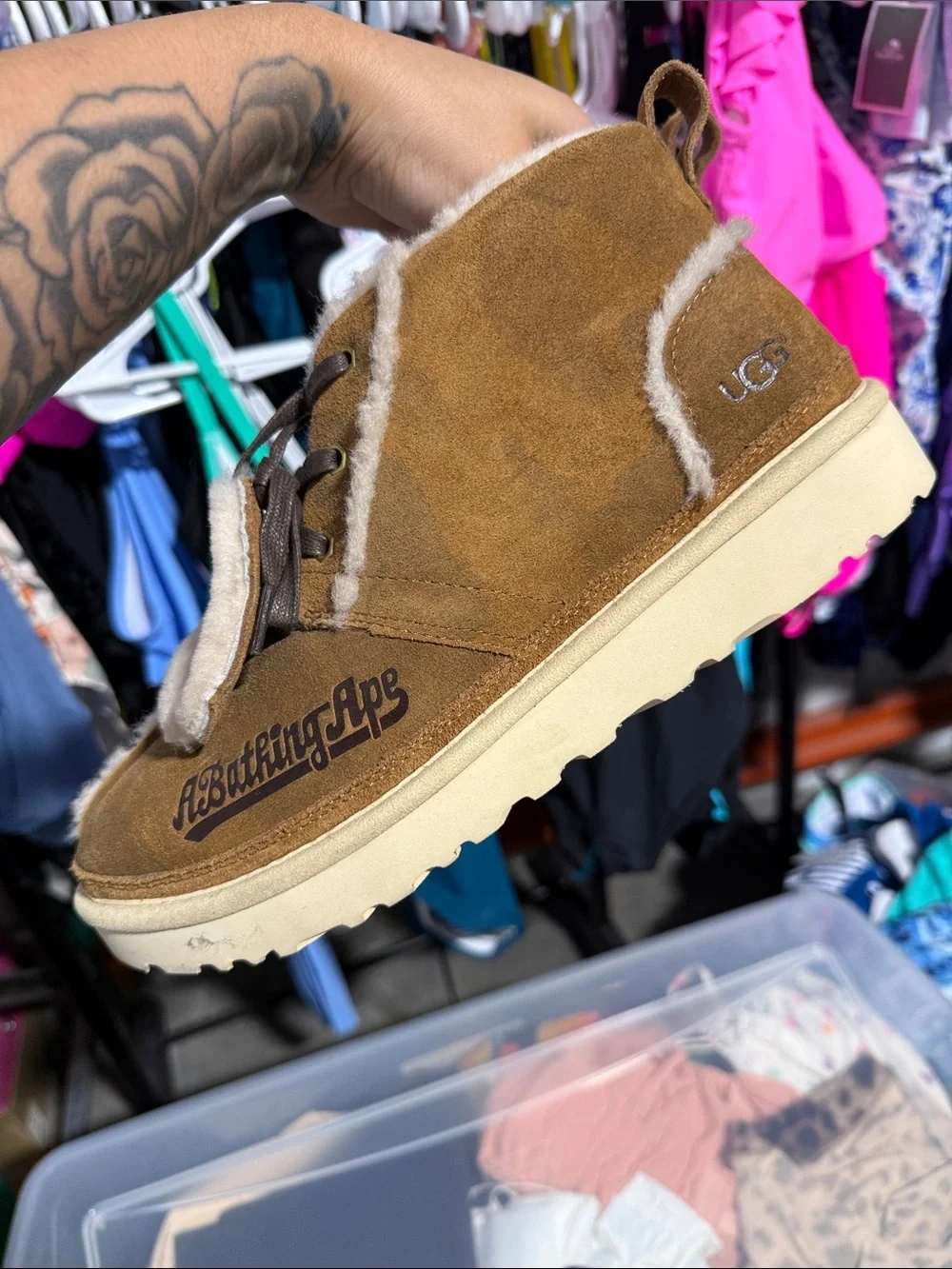 Like New Ugg x Bape A Bathing Ape Neumel Boots Chestnut US 10 EU 43